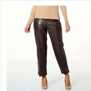 Kathy Ireland< Fashion 360 The Greta Faux Leather Trouser COFFEE SIZE MEDIUM